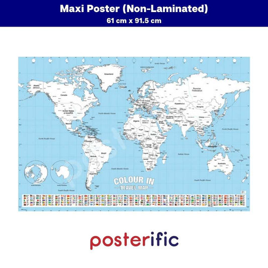 [READY STOCK] World Map Colour In - Poster (61 cm x 91.5 cm)