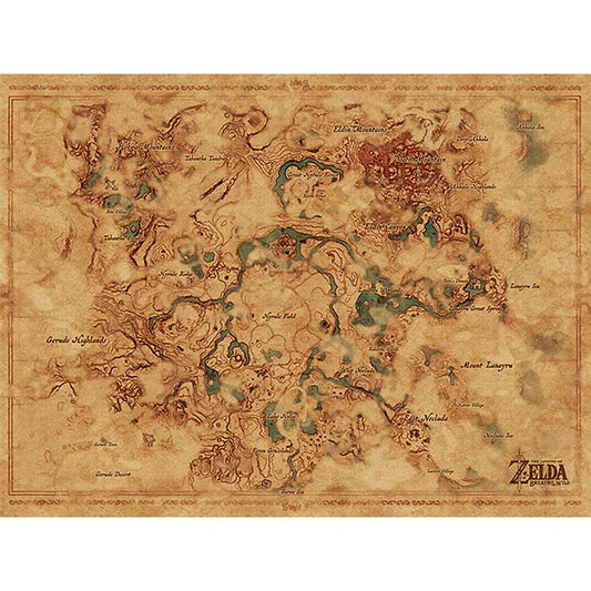 The Legend of Zelda: Breath of the Wild (Hyrule World Map) - Canvas Print (60 cm x 80 cm)